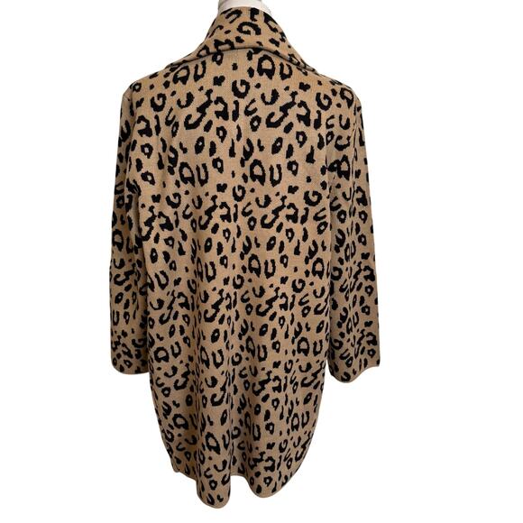 Anne Klein Cardigan Blazer Cheetah Sz XL Double Breasted Open Front Brown Black - Picture 8 of 10